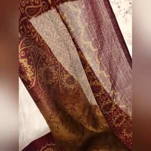 Sheer Chiffon burgundy/gold fabric